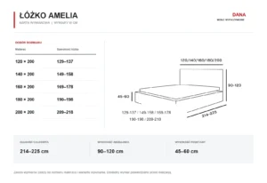Łóżko AMELIA - wymiary