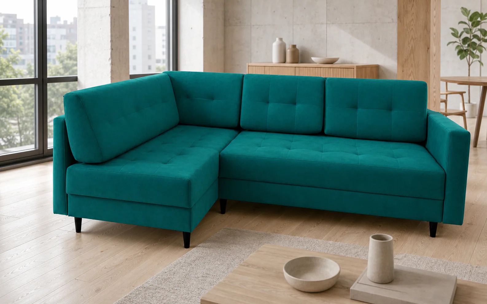 Narożnik ATLANTA II - aranżacja w tkaninie Magic Velvet 2220