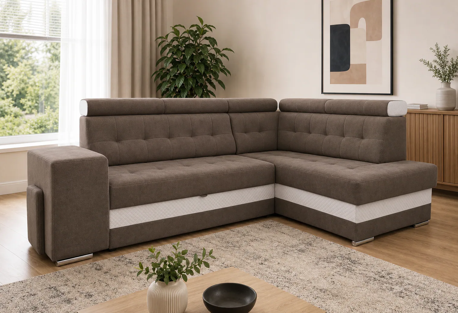 Narożnik GALAXY - aranżacja w tkaninie Tunis 2325