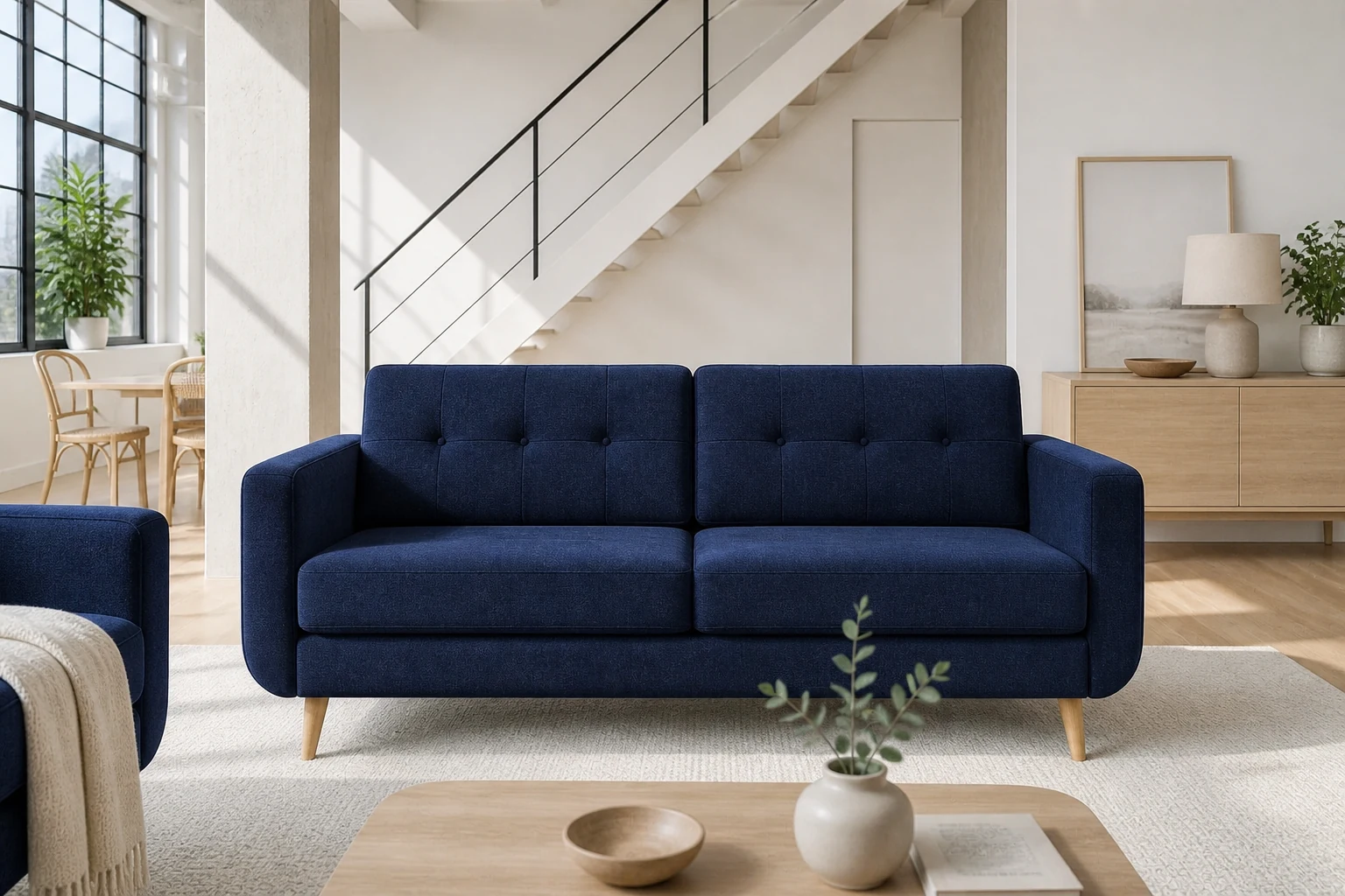 Kanapa ATLANTA - aranżacja w tkaninie Chenille Navy