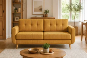 Kanapa ATLANTA - aranżacja w tkaninie Corduroy Mustard