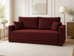 Kanapa BALI - aranżacja w tkaninie Chenille Burgundy