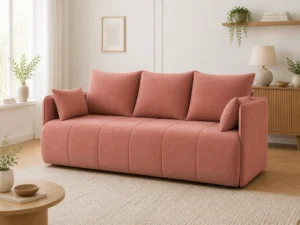 Kanapa BONA - aranżacja w tkaninie Velvet Dusty Rose
