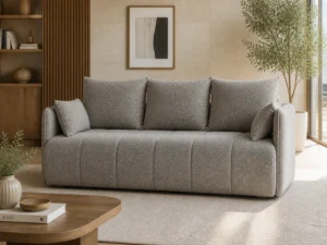 Kanapa BONA - aranżacja w tkaninie Boucle Warm Gray