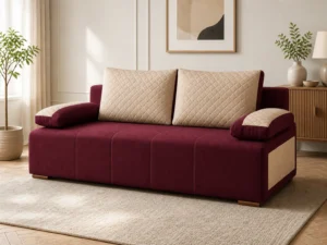 Kanapa BRAVO - aranżacja w tkaninie Burgundy and Beige Quilted