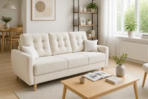 Kanapa DOROTKA - aranżacja w tkaninie Boucle Cream