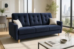 Kanapa DOROTKA - aranżacja w tkaninie Chenille Navy