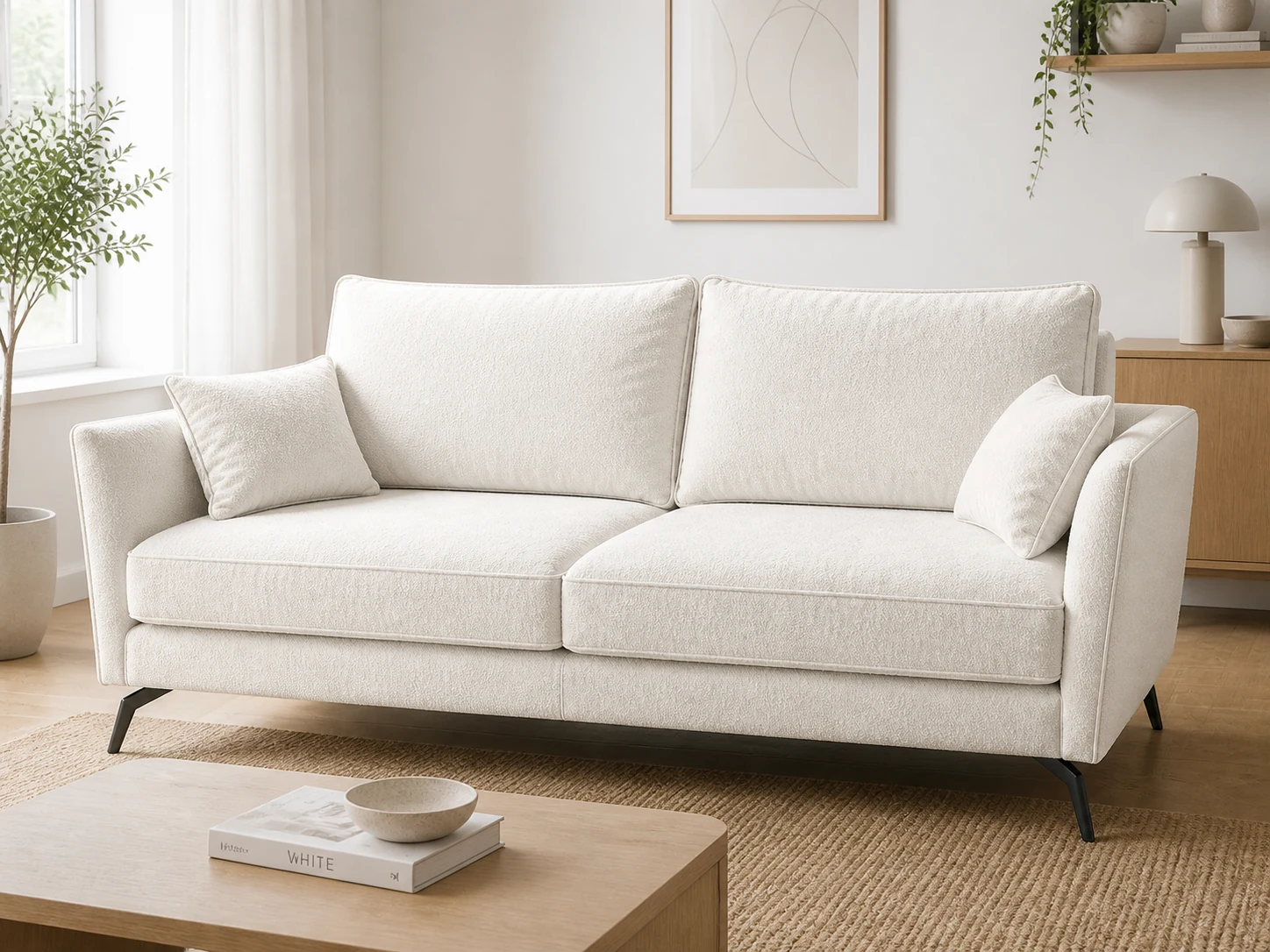 Kanapa GRETA - aranżacja w tkaninie Boucle Ivory