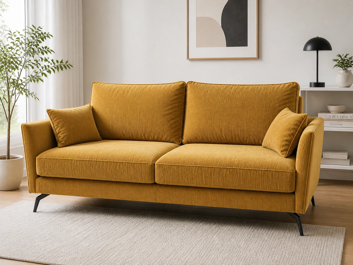 Kanapa GRETA - aranżacja w tkaninie Corduroy Mustard