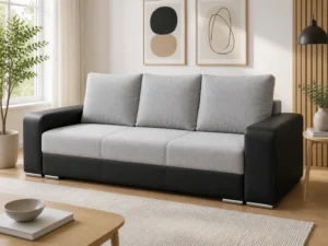 Kanapa MAXIM - aranżacja w tkaninie Light Gray and Black Microfiber