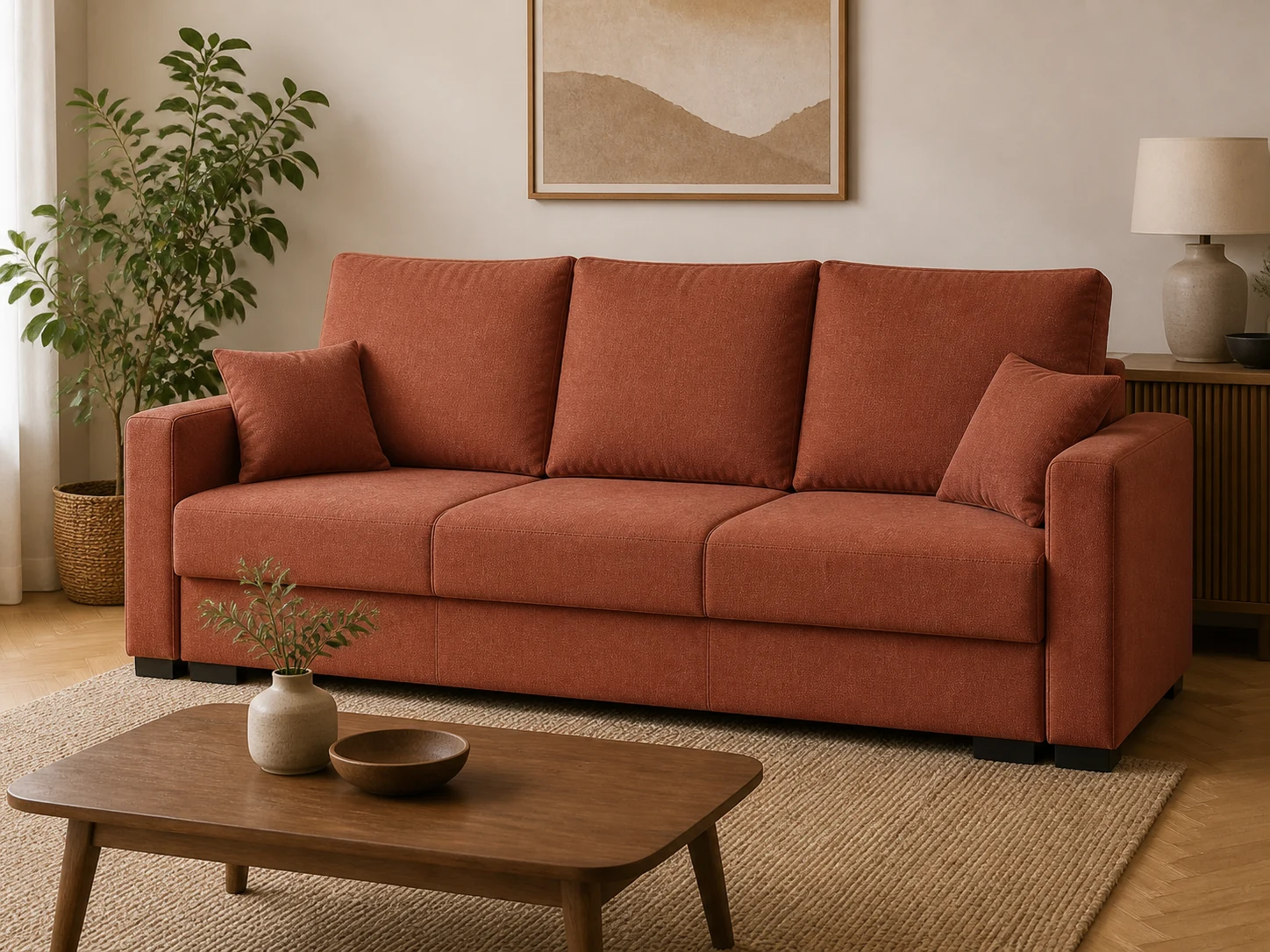 Kanapa MILENA - aranżacja w tkaninie Terracotta Woven