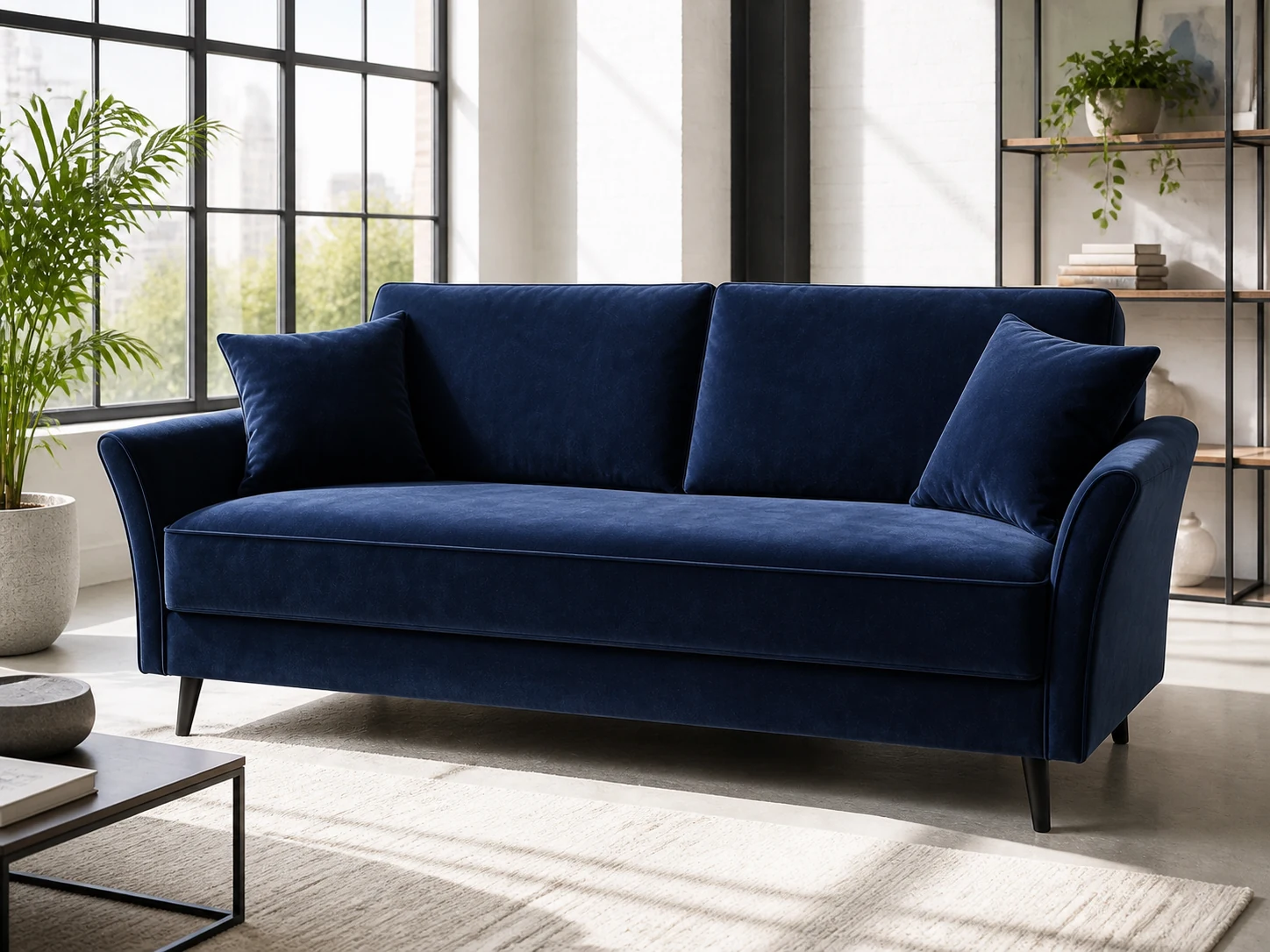 Kanapa RETRO - aranżacja w tkaninie Deep Navy Velvet