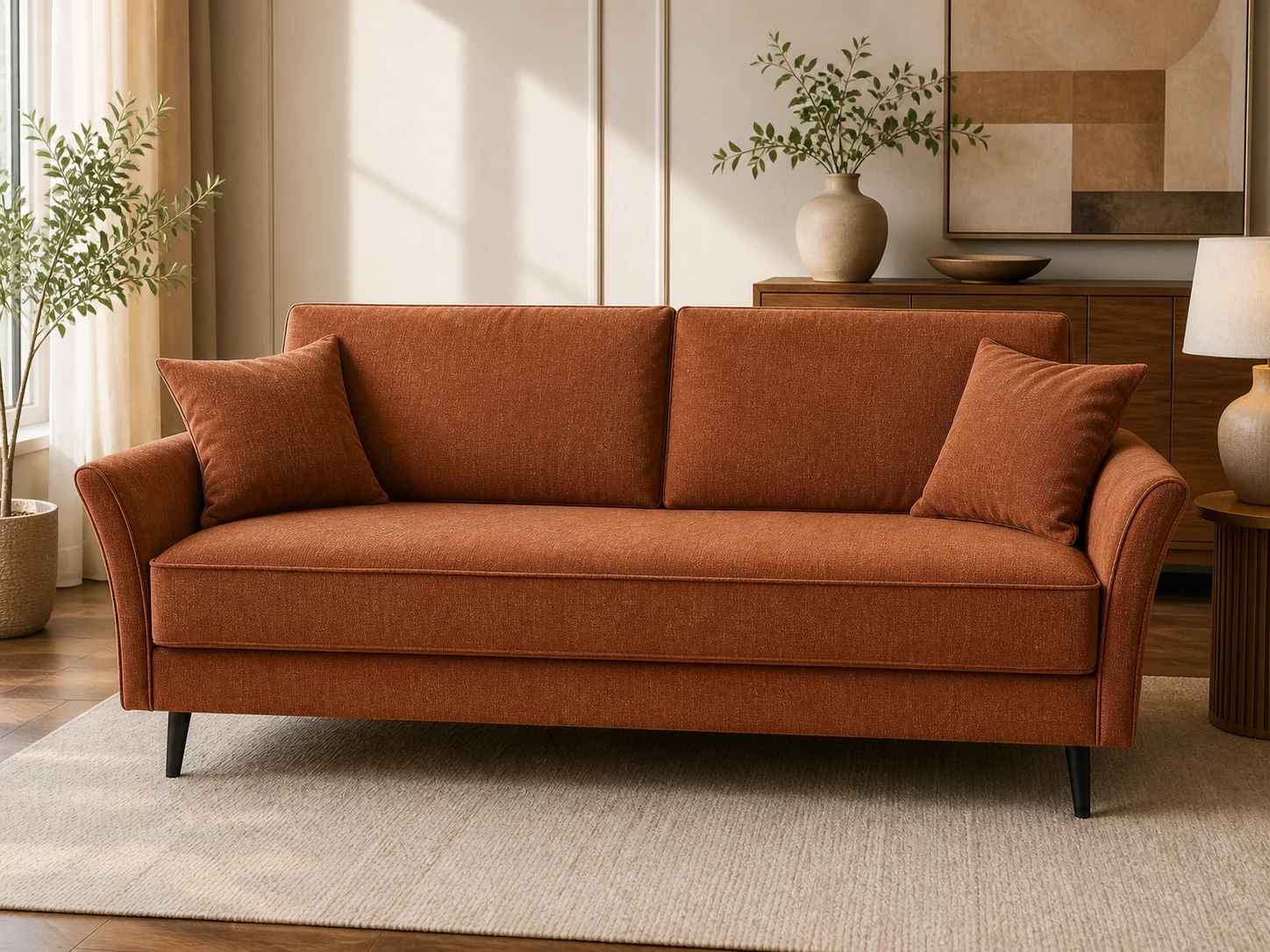 Kanapa RETRO - aranżacja w tkaninie Cinnamon Chenille