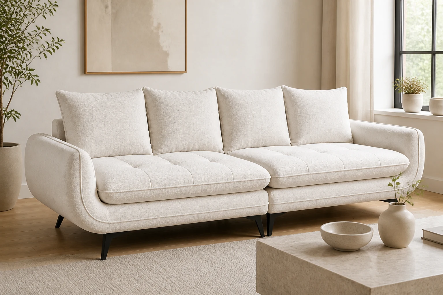 Kanapa RIVA - aranżacja w tkaninie Ivory Chenille