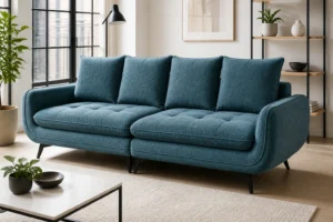 Kanapa RIVA - aranżacja w tkaninie Petrol Blue Chenille