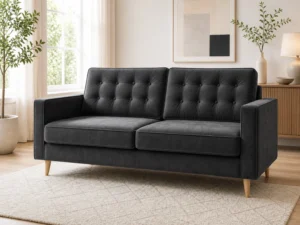 Kanapa SARA - aranżacja w tkaninie Graphite Velvet