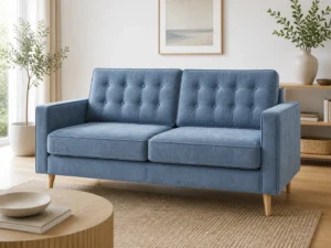 Kanapa SARA - aranżacja w tkaninie Dusty Blue Chenille