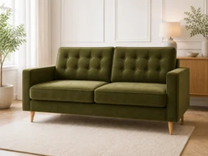 Kanapa SARA - aranżacja w tkaninie Olive Velvet