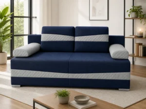 Kanapa SMAIL - aranżacja w tkaninie Navy and Silver Quilted