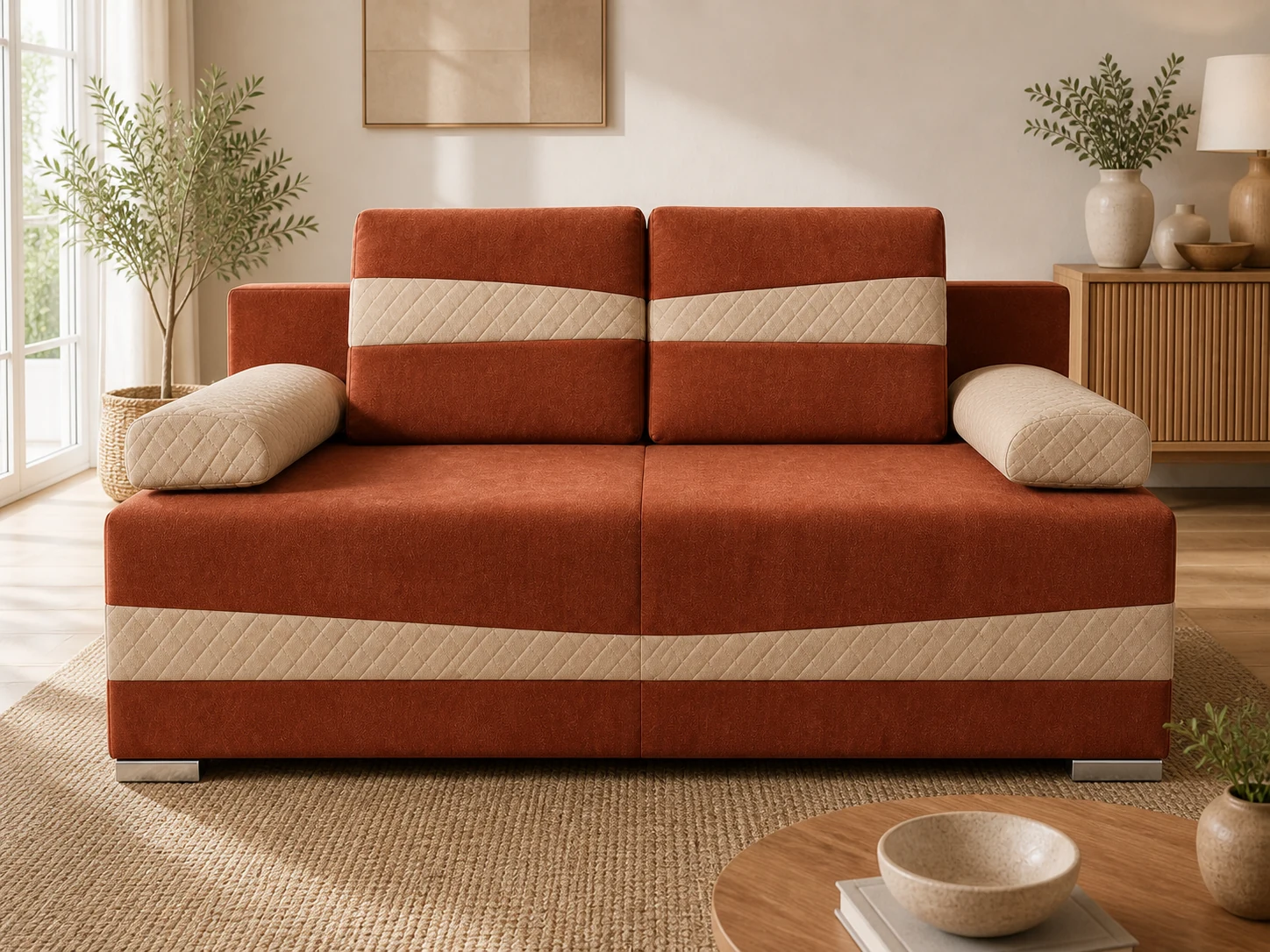 Kanapa SMAIL - aranżacja w tkaninie Rust and Sand Quilted
