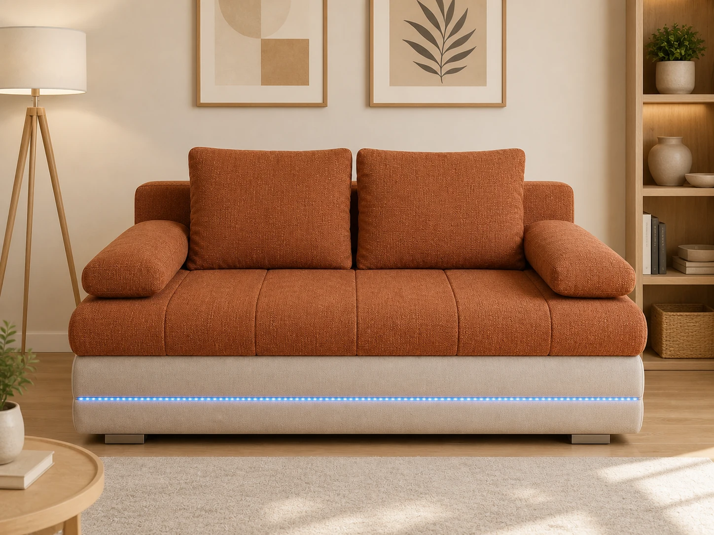 Kanapa TORRENS LED - aranżacja w tkaninie Rust and Sand LED