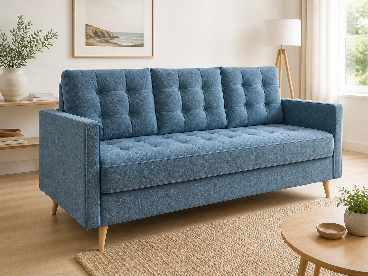 Kanapa VENUS - aranżacja w tkaninie Dusty Blue Chenille