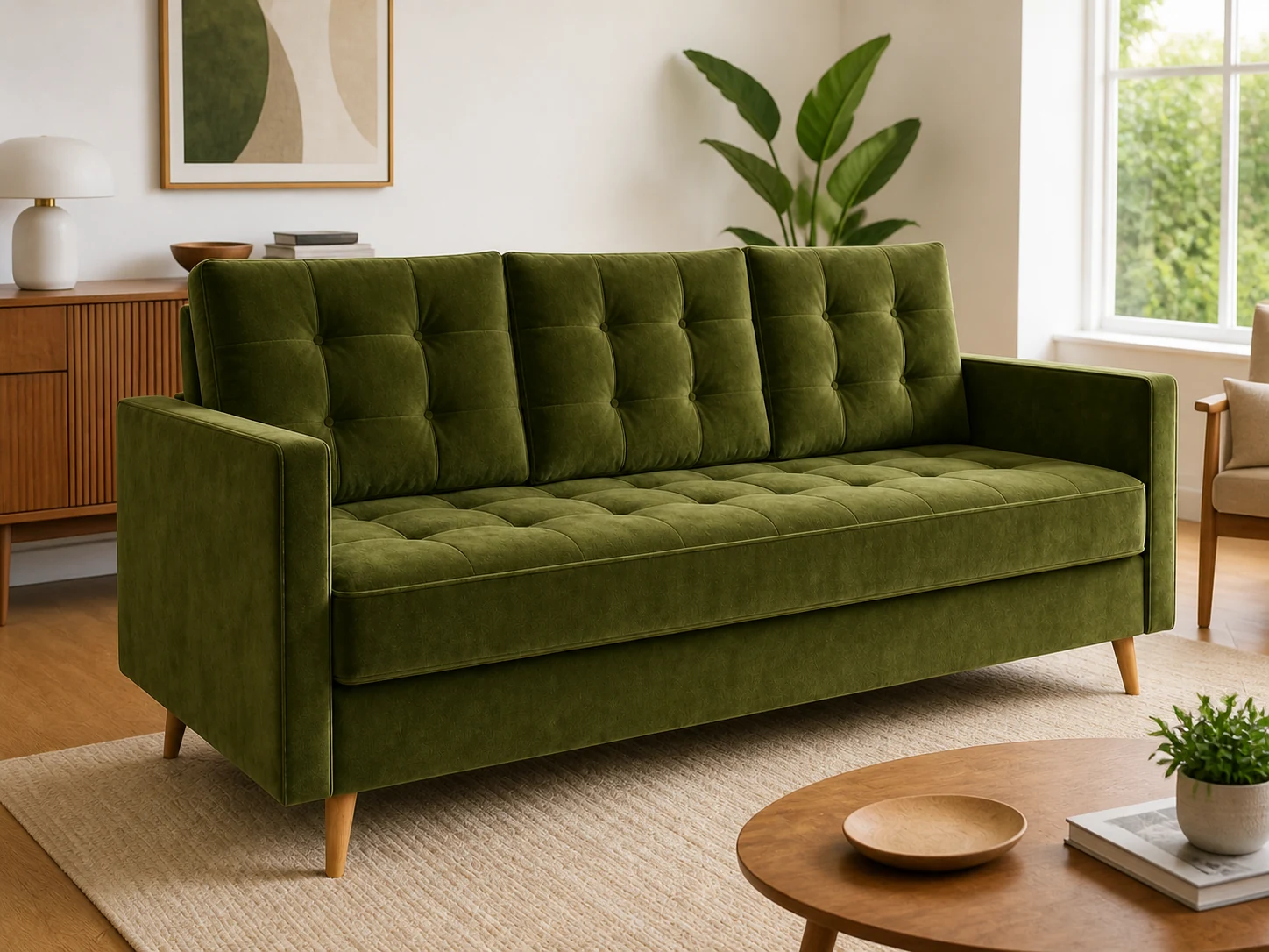 Kanapa VENUS - aranżacja w tkaninie Olive Velvet