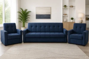 Komplet ALEX - aranżacja w tkaninie Petrol Navy Chenille