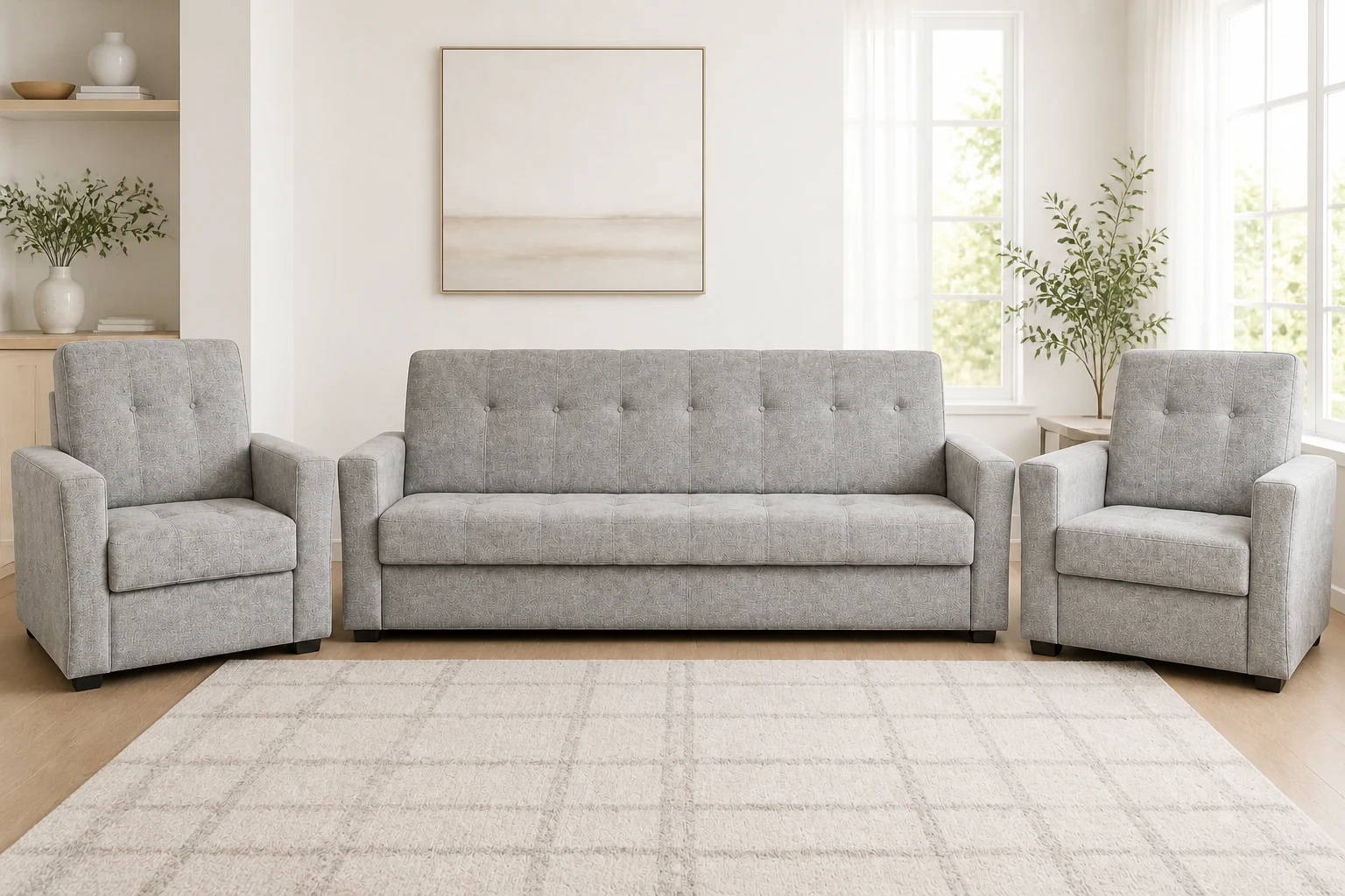Komplet ALEX - aranżacja w tkaninie Light Gray Melange