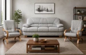 Komplet FLORYDA - aranżacja w tkaninie Light Gray Melange