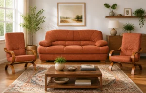 Komplet FLORYDA - aranżacja w tkaninie Terracotta Woven