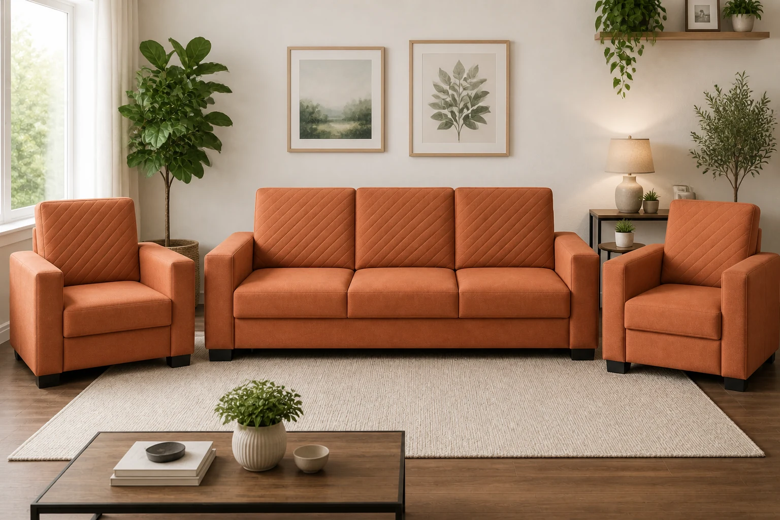 Komplet KASIA - aranżacja w tkaninie Terracotta Woven