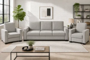 Komplet KASIA - aranżacja w tkaninie Light Gray Linen
