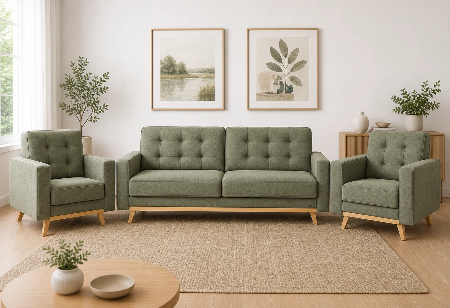 Komplet LEA - aranżacja w tkaninie Sage Linen