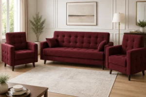 Komplet ŁUKASZ - aranżacja w tkaninie Burgundy Chenille