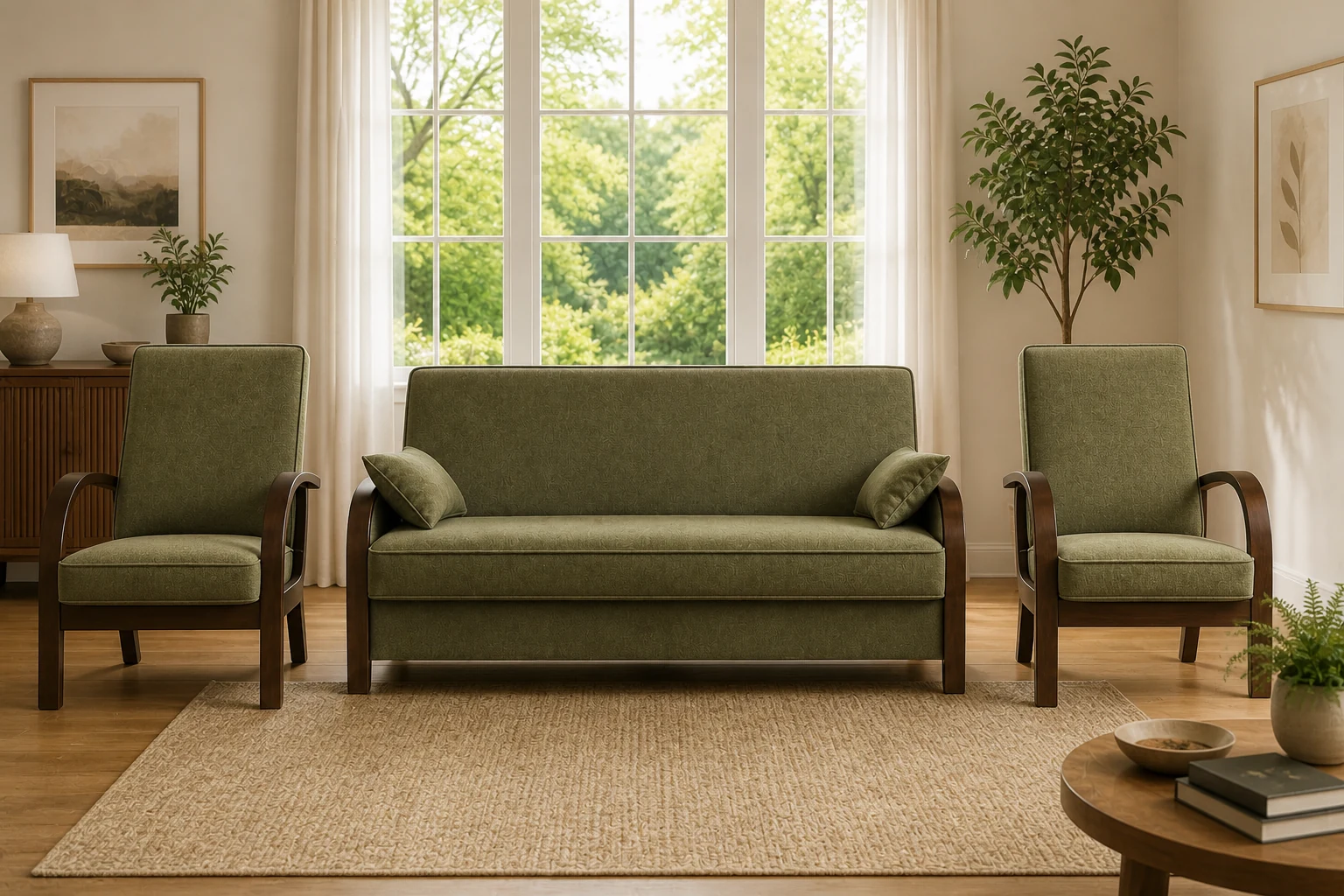 Komplet LUX - aranżacja w tkaninie Olive Chenille