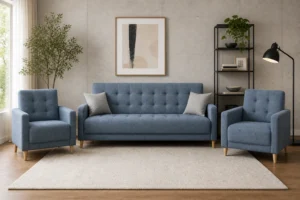 Komplet PALERMO - aranżacja w tkaninie Dusty Blue Woven