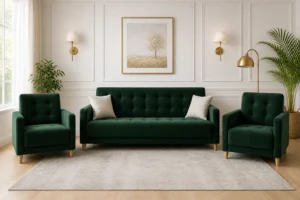 Komplet PALERMO - aranżacja w tkaninie Emerald Velvet