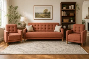 Komplet PALERMO - aranżacja w tkaninie Terracotta Woven