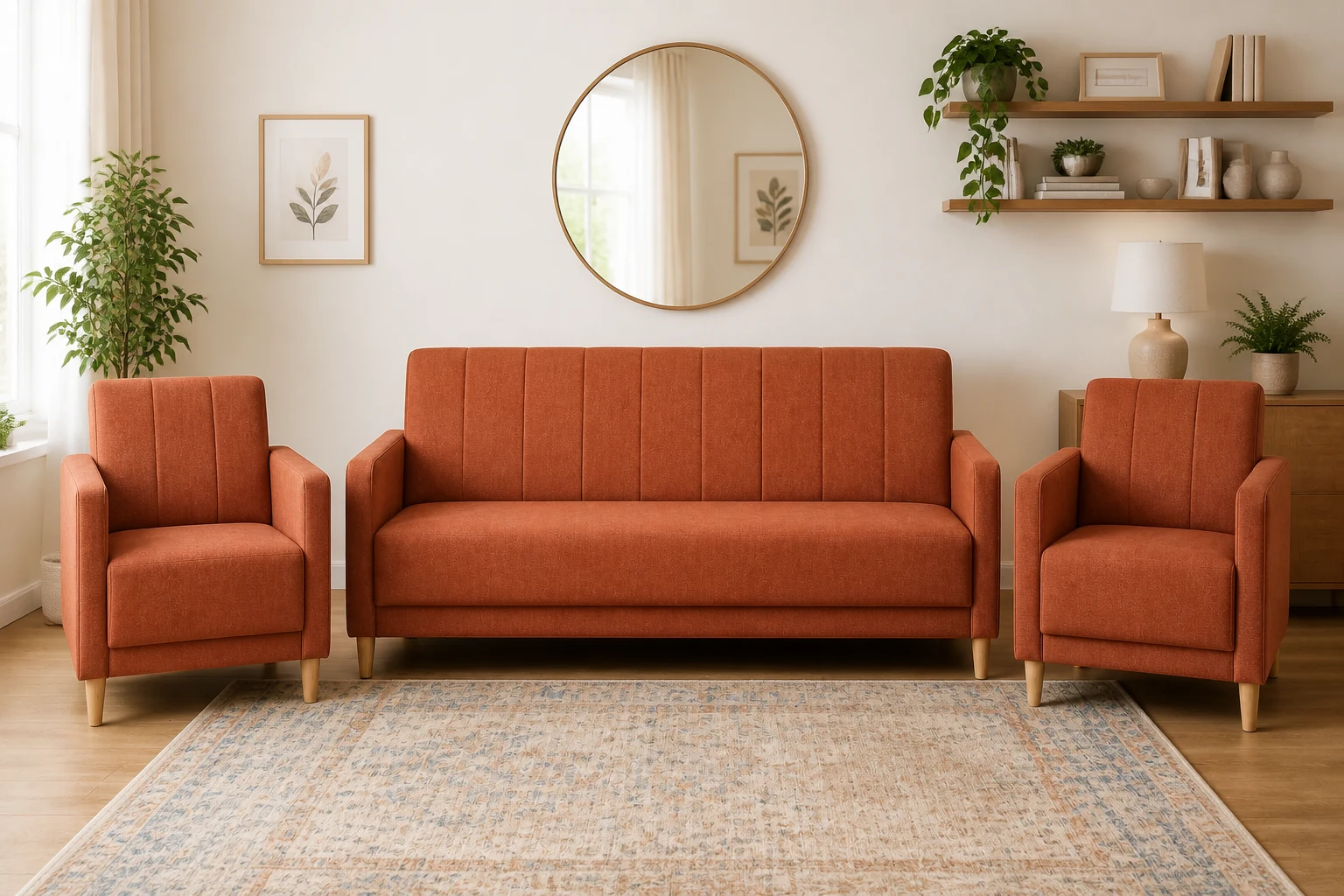 Komplet PALERMO II - aranżacja w tkaninie Terracotta Woven