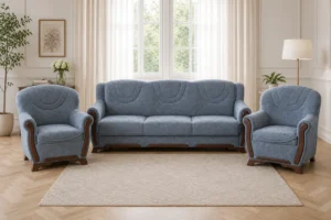 Komplet ROMA - aranżacja w tkaninie Dusty Blue Chenille