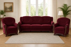 Komplet ROMA - aranżacja w tkaninie Burgundy Suede