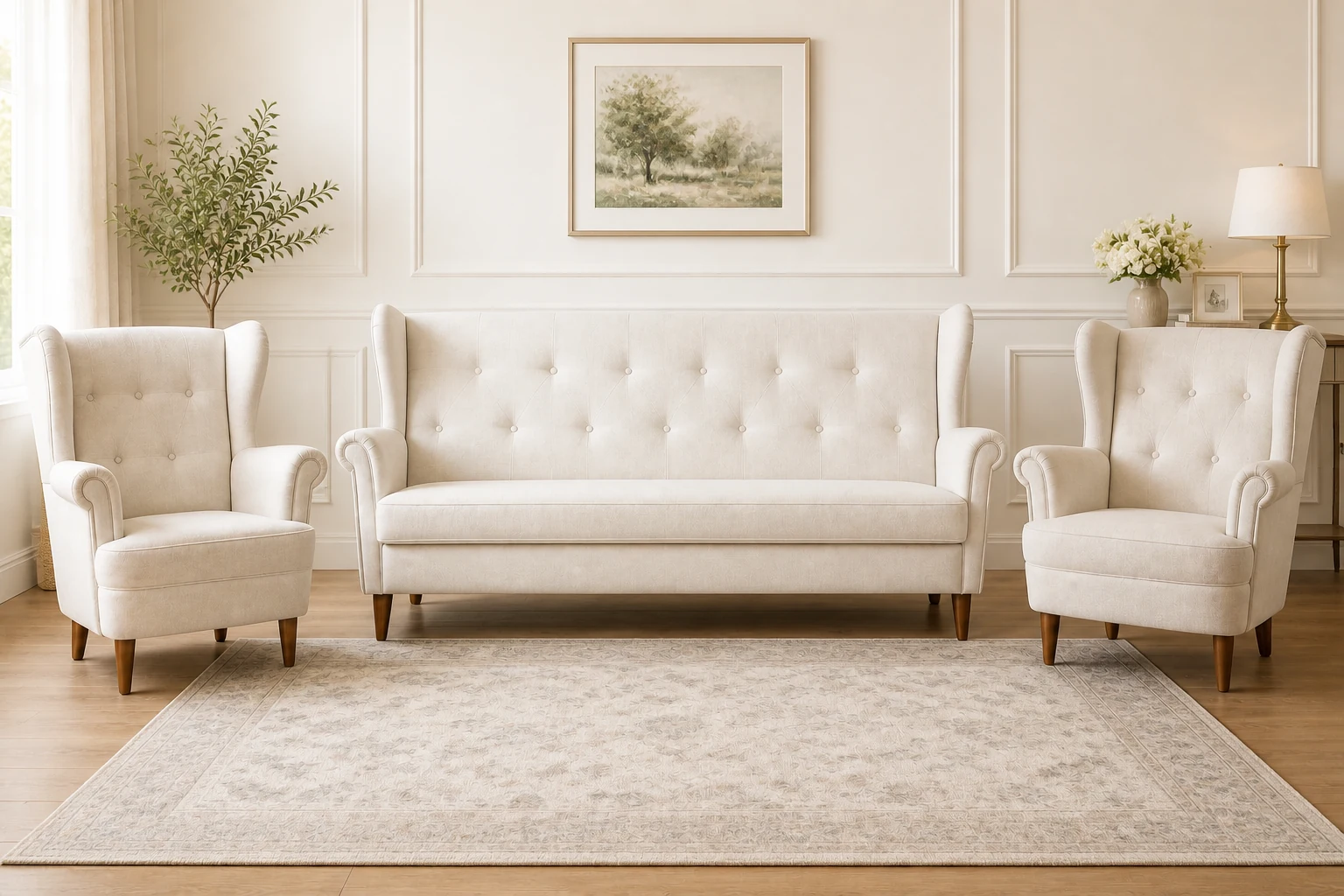Komplet USZAK 3+1+1 - aranżacja w tkaninie Ivory Linen