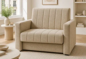 Sofa ARIA - aranżacja w tkaninie warm beige boucle