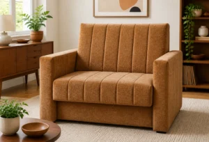 Sofa ARIA - aranżacja w tkaninie caramel chenille