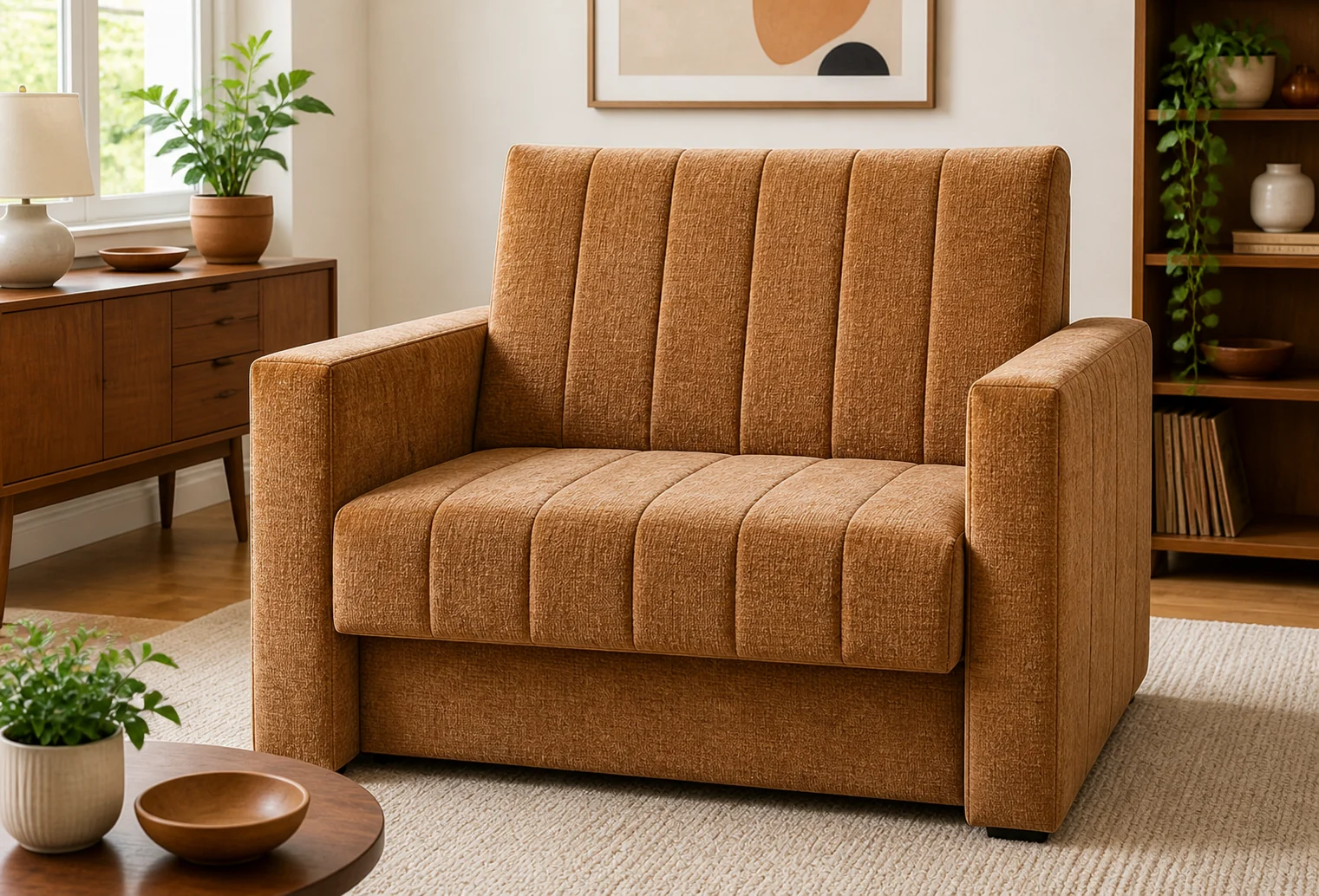 Sofa ARIA - aranżacja w tkaninie caramel chenille