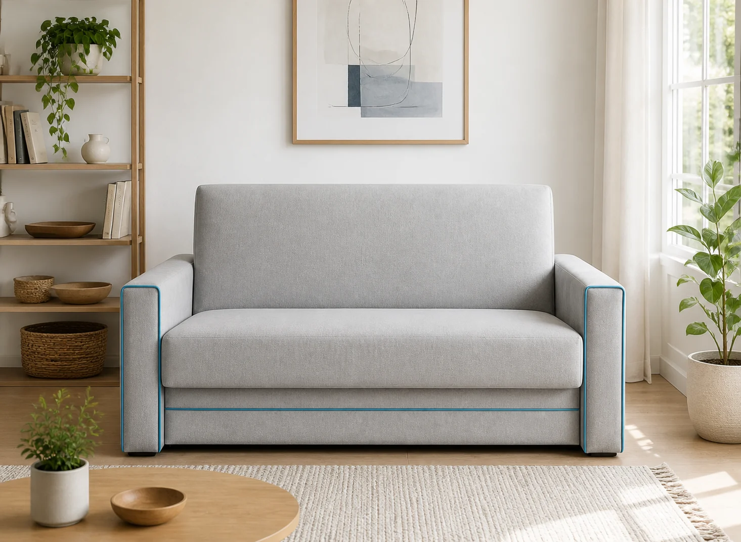Sofa BEATKA - aranżacja w tkaninie dove gray woven