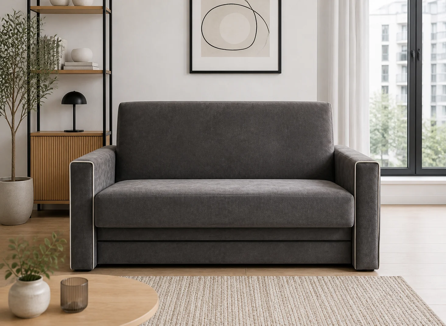 Sofa BEATKA - aranżacja w tkaninie charcoal micro chenille