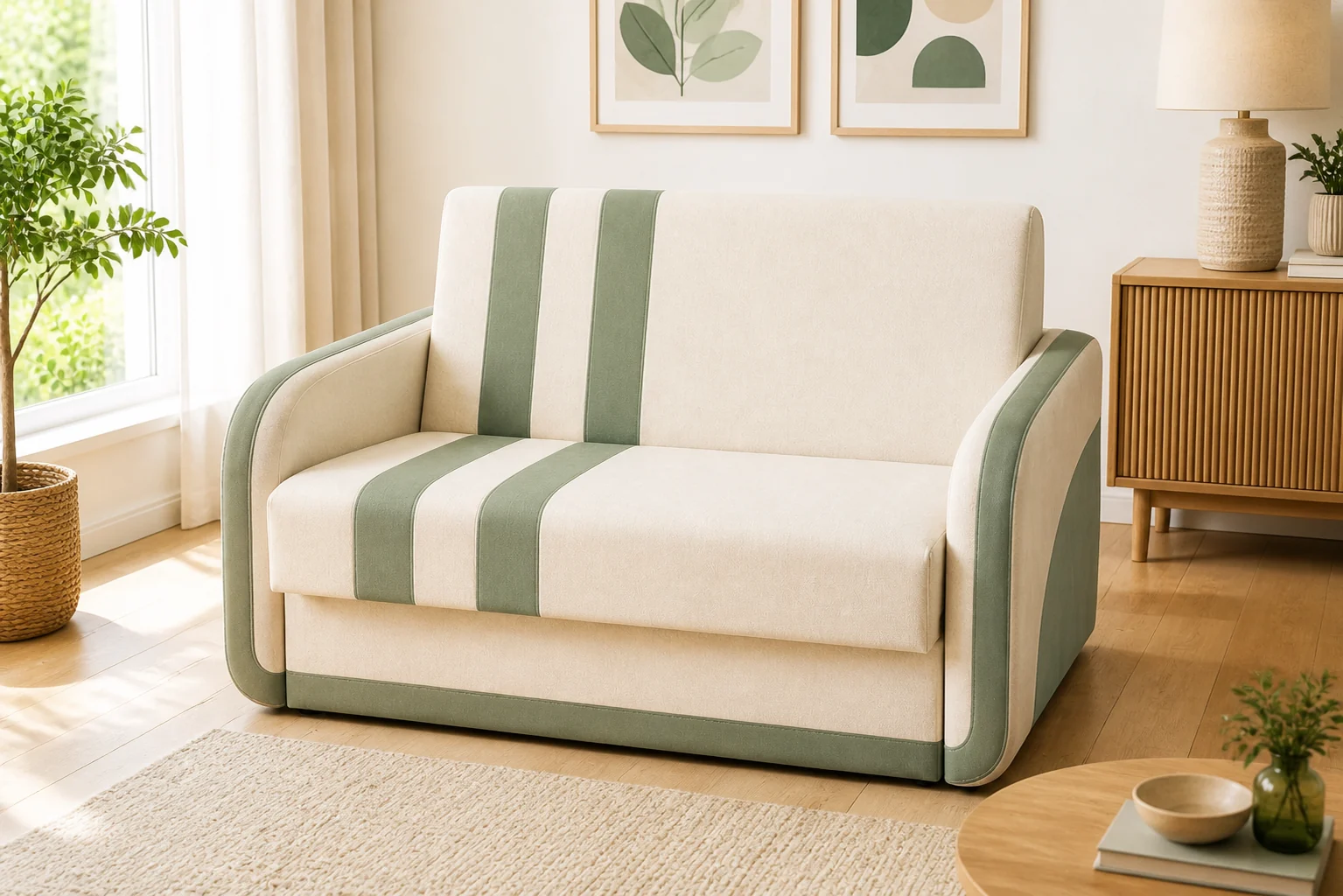 Sofa COMO - aranżacja w tkaninie cream sage two tone