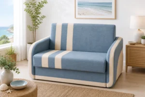 Sofa COMO - aranżacja w tkaninie dusty blue beige two tone